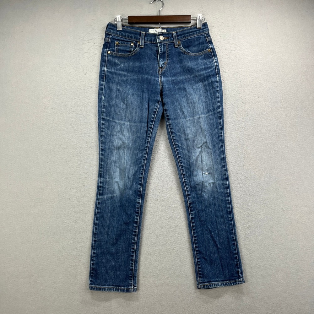 Levis Jeans Women 4 Short Blue 505 Straight Leg Stretch Denim Casual Classic Y2K